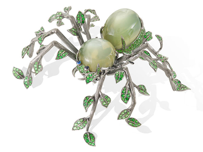 Lydia courteille leaf spider brooch