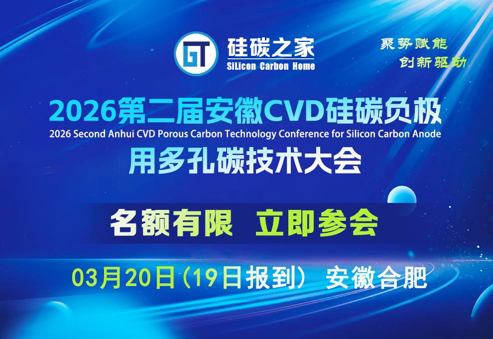  2026第二届安徽CVD硅碳负极用多孔碳技术大会 